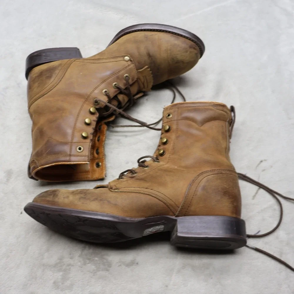 Twisted X Mens 8.5EE Work Boots Brown Leather Lace Up Rugged Utility MLC 0001